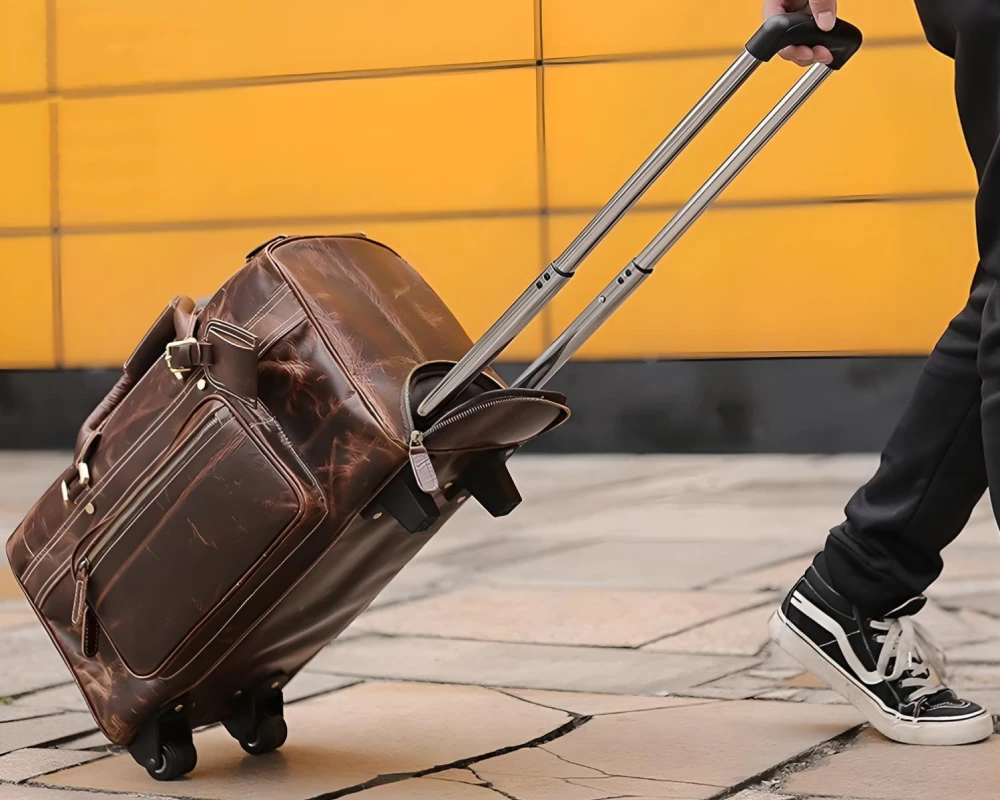 luxury leather carry on luggage